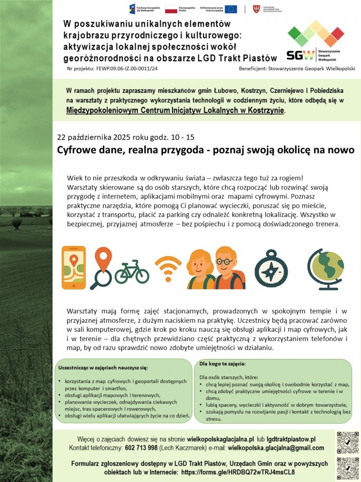 LGD Trakt Piastów zaprasza na spotkanie ˝Cyfrowe dane, realna przygoda - poznaj swoją okolicę na nowo˝